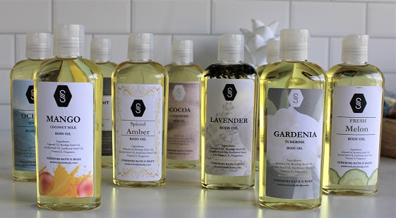 Strebors Organic body oils, different fragrances